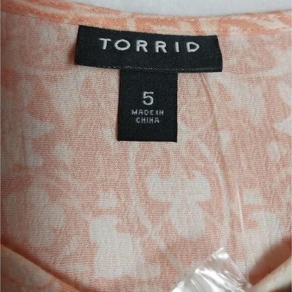 NWT Torrid Washable Crinkle Gauze Tank Peach Floral Adjustable Straps Sz 5X - Picture 7 of 13